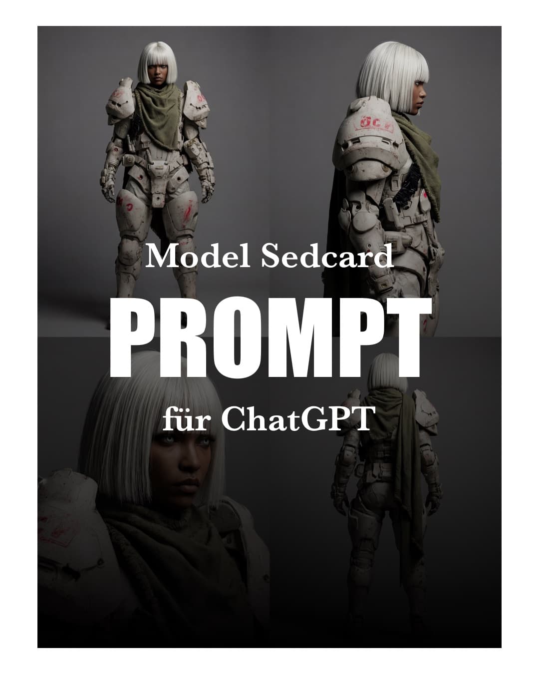 Carousel, Slide 1 von 8: Model Sedcard Prompt für ChatGPT
