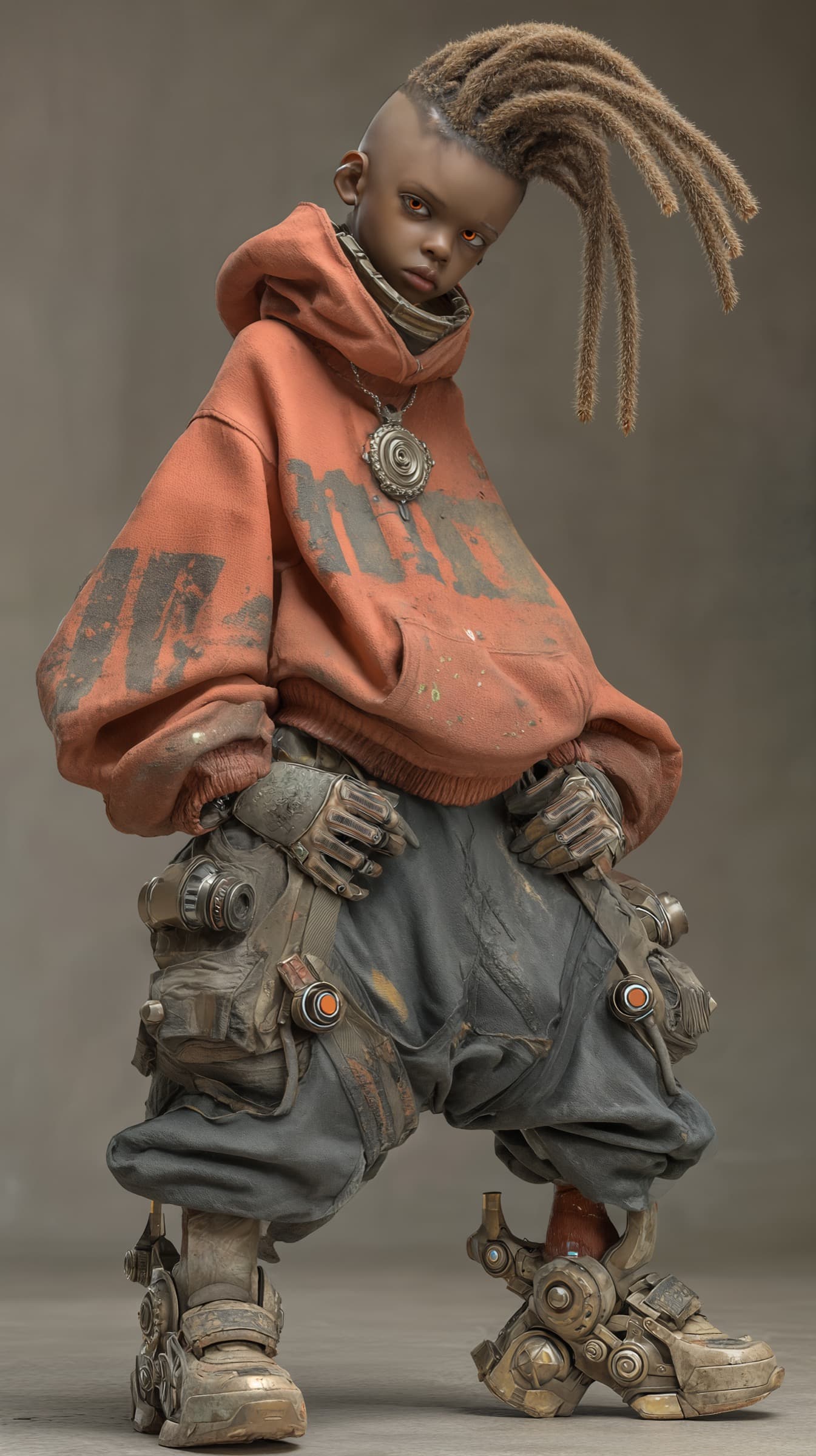 Ausgangsbild des Charakters, ein Junge im orangefarbenen Hoodie